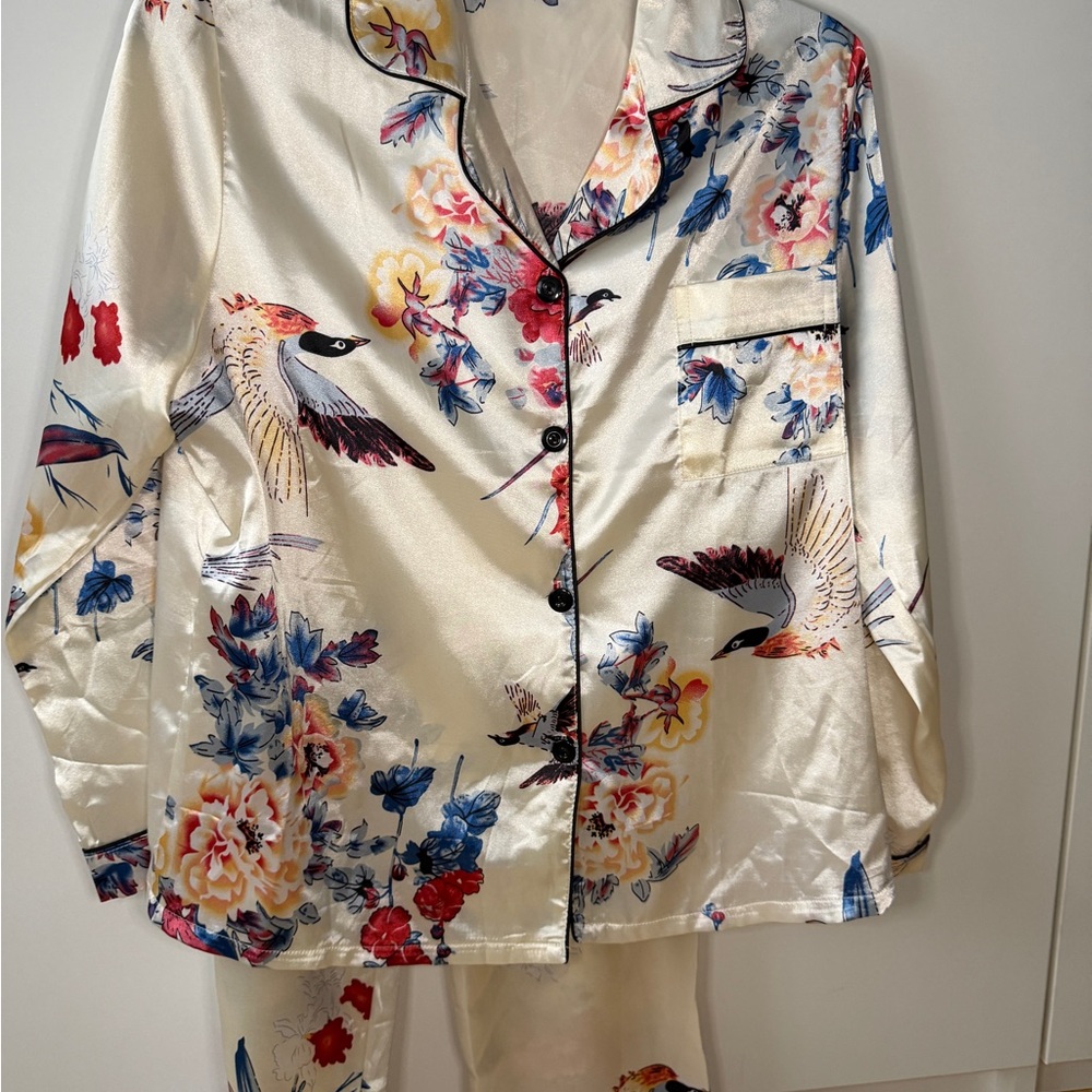 Floral Satin Pajama Set 4 piece